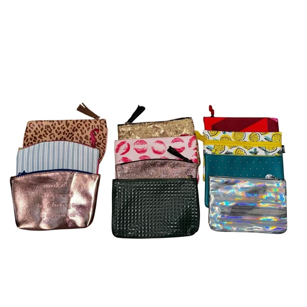 Ipsy Glam Bag Bundle Multicolor Tetris Collab Sequin Animal Print 11pc Set OS